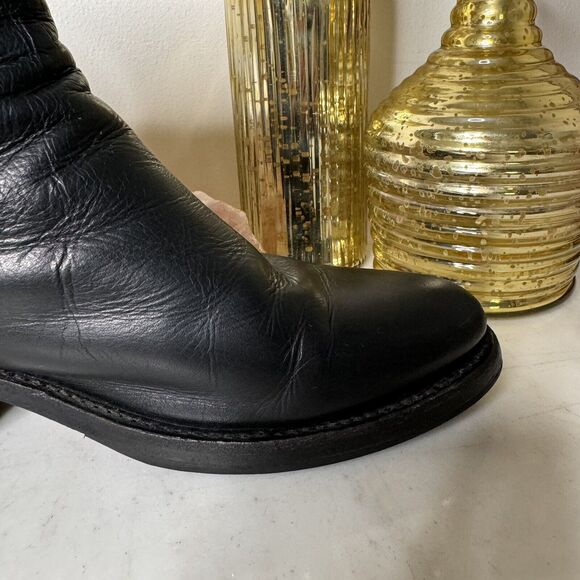 Frye Demi Zip Black Leather Short Boots Biker Moto Gothic Made in Mexico Size 7 - Picture 8 of 11